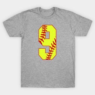 Fastpitch Softball Number 9 #9 Softball Shirt Jersey Uniform Favorite Player Biggest Fan T-Shirt